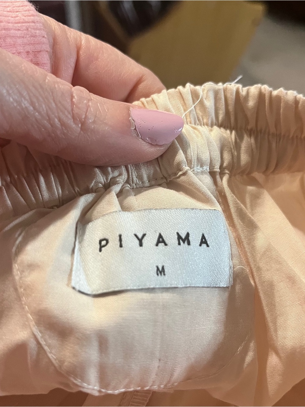 Ruffle-Trim Two-Piece Pajama Set in Pale Peach NWT - Picture 2 of 13